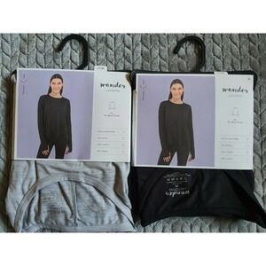 Lot of 2 Wander by Hottotties Tie Back Tunic Women Size Medium‎ Gray Black